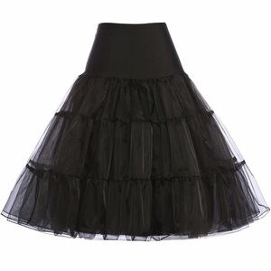 GRACE KARIN Womens Vintage Black Petticoat Knee Length Slip for 50s Dresses M